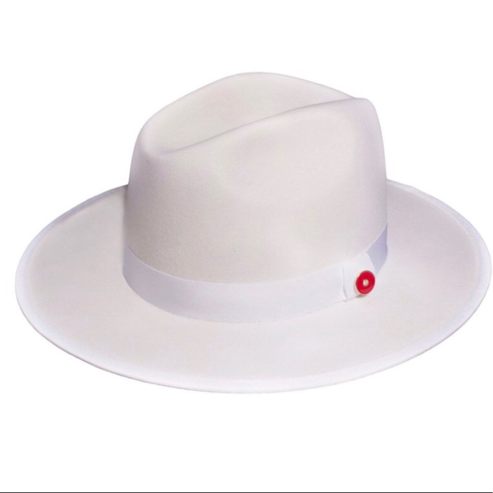 White Queen Fedora Hard Brim Red Bottom Large